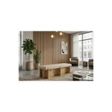 DeccoStil Tower Maxi Doğal Ahşap Bench Puf 40x120 cm-Babyface Kumaş Yatak Ucu, Antre ve Giyinme Odası Bankı
