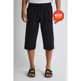 Dechers Erkek Büyük Beden %100 Pamuk Keten Görünümlü Kapri E203-23 - Siyah - 6XL