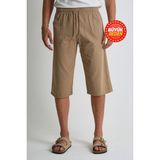Dechers Erkek Büyük Beden %100 Pamuk Keten Görünümlü Kapri E203-74 - Taba - 6XL