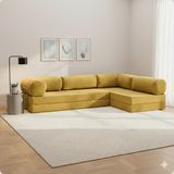 Dechome 300X200 Teddy Serisi Köşe Açık Uzanma Modüler Koltuk | Yıkanabilir Corduroy Kumaş | Çok Fonksiyonlu Yer Yatağıyeny Fitilli Kadife | Köşe Koltuk | 160X160 Köşe Takımı | Modüler Köşe Takımı - Hardal