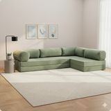Dechome 300X200 Teddy Serisi Köşe Açık Uzanma Modüler Koltuk | Yıkanabilir Corduroy Kumaş | Çok Fonksiyonlu Yer Yatağıyeny Fitilli Kadife | Köşe Koltuk | 160X160 Köşe Takımı | Modüler Köşe Takımı - Yeşil