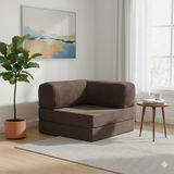 Dechome Çok Amaçlı Yer Yatağı ve Köşe Koltuk Seti | 100X100 cm | Puf Koltuk - Yatak | Kadife Kumaş |demirli - Kahve