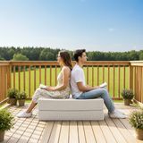 Dechome Yeny Modüler Puf 100X100 | Fitilli Kadife | 36 cm Yükseklik | Orta Sert Sünger | Yıkanabilir & Silinebilir Kılıf | Çökme Yapmaz | Roll Pack - Krem