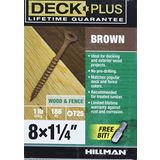 Deck Plus Ahşap Vidalar, Kahverengi Dış Vidalar, 1-1/4" x #8, 1 LB