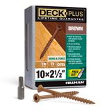 Deck Plus Ahşap Vidalar, Kahverengi Dış Vidalar, 2-1/2" x #10, 1 LB