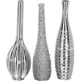 Deco 79 Değişen Desenli Seramik Tomurcuk Vazosu, 3'lü Set 3 "W, 12" H, Gümüş