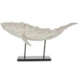 Deco 79 Polystone Balina Dekoratif Heykel Dokulu Ev Dekoru Heykeli Kahverengi Rahatsız Edici ve Siyah Metal Standlı, Vurgu Heykelcik 81,28 cm x 45,74 cm x 40,64 cm, Krem
