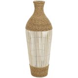 Deco 79 Seagrass El Yapımı Dekoratif Vazo Sarılı Uzun Orta Parça Vazo Krem Çıtalı Bambu Merkezi, Ev Dekorasyonu için Vazo 28 x 28 cm x 81 cm, Kahverengi