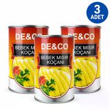 De&Co Bebek Mısır Koçanı Konservesi 425 Gr 3 Adet Baby Corn Uzak Doğu Mutfağı İçin
