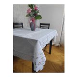 DECO Dantel Görünümlü Pvc Muşamba Krem Renk Masa Örtüsü 120x150 cm