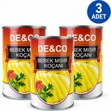 Deco De&co Bebek Mısır Koçanı Konservesi 425 gr x 3 Adet | Baby Corn | Uzak Doğu Mutfağı Için