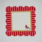 Deco Dekoratif Kenar Kuş Desenli Dijital Baskılı Lazer Kesim Kokteyl Peçetesi - Renkli - 15 x 15 cm