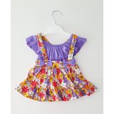 Deco Kids Çiçek Desenli Fiyonklu Bebek Elbise - 3TD-Mor - 6 - 9 Ay
