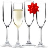 D'Eco Kırılmaz Saplı Şampanya Flüt (4'lü Set, 12 oz ea) -%100 Yeniden Kullanılabilir Kırılmaz Mimoza ve Şampanya Bardakları - Barındırma ve Eğlence için Mükemmel - Kızartma için Yılbaşı Partisi