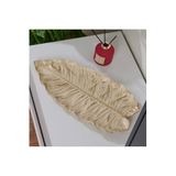 Deco Leaf Dekoratif Tabak - Beyaz/Gold - 37X16 Cm