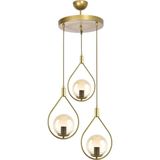Deco Modern Tasarım Cafe - Mutfak - Salon - Oturma Odası Eskitme Renk Bal Camlı 3 Lü Avize - Eskitme Bal