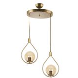 Deco Modern Tasarım Eskitme Gold Renk Bal Camlı Sıralı Salon - Mutfak - Yatak Odası 2 li Avize