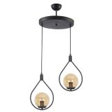 Deco Modern Tasarım Siyah Renk Bal Camlı Salon - Mutfak - Yatak Odası 2 li Avize