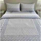 Deco Motifli Nevresim Takımı - Mavi - Beyaz - 165 x 220 cm