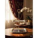 Deco Vien Iki Katlı Vintage Metal Kare Bayram Şekerlik Çikolatalık