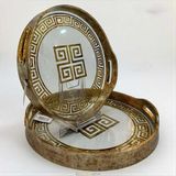 Deco Vien Sonsuz Desen 2’li Gold Yuvarlak Tepsi Seti (32–35 Cm) - 32 x 35 cm