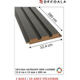 Decoala Mdf Tavan & Duvar Lambri Seti (10 Adet) 12X280 cm Dekoratif Kaplama Paneli - 12 x 280 cm - Antrasit