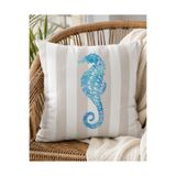 decoarstr Deniz Atı Desenli Dekoratif Kırlent Kılıfı 43x43 cm Raşel Kumaş Çift Taraf Baskılı
