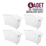 DecoBella 4'lü 13 Lt. Tekerlekli Düzenleyici Sepet