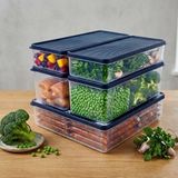 DecoBella Derin Dondurucu Saklama Kabı Seti, Şeffaf, 1x3L-2x2L-2x1L, 5 Parça, Kapaklı