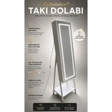 Decobox MDF Malzemeden Üretilmiş LED Aydınlatmalı Boy Aynalı Takı Dolabı 170 cm Yükseklik