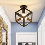 Decodelight Endüstriyel Rustik Siyah Metal Kafes Küp Model Tekli Sarkıt Plafonyer Avize