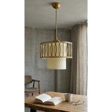 Decodelight Eskitme Metal Kasalı ve Açık Krem Kumaş Pasta Model Bohem Ev Teras Hol Cafe Tekli Sarkıt Avize - 1 - Eskitme Krem