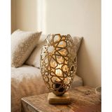Decodelight Eskitme Otantik Şelçuklu Desen Oval Şapkalı Ahşap Ayaklı Mini Komidin Üstü Abajur Modelleri