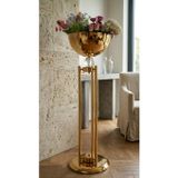 Decodelight Gold Meşale Model Uzun Dekoratif Boru Metal Ayaklı 30 cm Çapında aksı Bahçe Teras Ev Çiçeklik Saksı Vazo