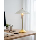 Decodelight Gold Metal Ayaklı Yelpaze Pileli Mantar Model Metal Şapkalı Abajur Masa Lambası Aydınlatma