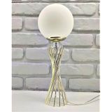 Decodelight Gümüş Kaplama Burgu Metal Ayaklı Kristal Cam Toplu Beyaz Glob Camlı Abajur Masa Lambası
