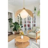 Decodelight Hasır Hazeran Kahve -Krem Palmiye Model Bohem Ev Teras Hol Cafe Restaurant Tekli Sarkıt Avize