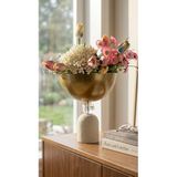 Decodelight Krem Eskitme Yimpi Dekoratif Boyalı Metal Ayak Kristal Taşlı 25cm Salon Düğün Nişan Vazo Masa Dekor