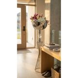 Decodelight Krom Büyük Burgu Model Uzun Dekoratif Kristal Taşlı Metal Ayaklı 30 cm Çapında Bahçe Teras Ev Çiçeklik Saksı Standı Vazo Dekor
