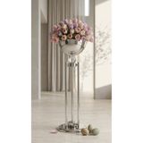 Decodelight Krom Meşale Model Yüksek Dekoratif Boru Metal Ayaklı 30 cm Çapında aksı Bahçe Teras Ev Çiçeklik Saksı Standı Vazo Dekor