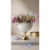 Decodelight Metal Ayaklı Kristal Taşlı Dekoratif Vazo, Beyaz/Gold, 25 cm, Modern Stil, Salon ve Düğün Dekoru