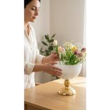 Decodelight Modern Dekoratif Gold Desenli Ayaklı ve Toplu Beyaz Büyük Salon Vazo Masa Üstü Aksesuar Dekor