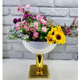 Decodelight Modern Dekoratif Kare Gold Ayaklı Beyaz Büyük Küre Salon Vazo Masa Üstü Aksesuar Dekor