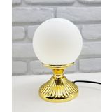 Decodelight Modern Dekoratif Lake Gold Metal Ayaklı Bal veya Beyaz Glob Camlı Şapkalı Abajur Masa Lambası