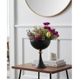 Decodelight Siyah Dekoratif Desenli Metal Ayaklı Gold Toplu 20 cm Küre Salon Düğün Nişan Vazo Masa Dekor
