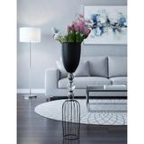 Decodelight Siyah Dekoratif Modern Kristal Taşlı Tel Ayaklı Gold/Krom Detaylı Bahçe Teras Ev Çiçeklik Vazo Dekor (Siyah Krom)