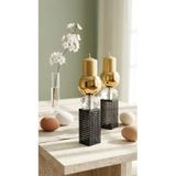 Decodelight Siyah Gold Paslanmaz Kaplama Dikdörtgen Desenli Ayak Kristal Taşlı 2li Şamdan Mumluk Seti Modelleri