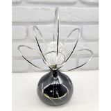Decodelight Siyah Mermer Desen Metal Ayak Baloncuklu Taşlı Ev Salon Aksesuar Krom Yelpaze Model Biblo Obje