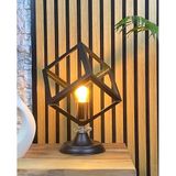 Decodelight Siyah Metal Ayaklı Küp Başlıklı Modern Dizayn Bakır Duylu Abajur Masa Lambası Modelleri