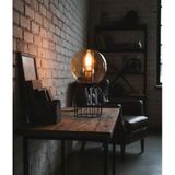 Decodelight Siyah Silindir Tel Ayaklı Bal ve Füme 15 cm Glob Cam Şapkalı Mini Abajur Masa Lambası (Bal)